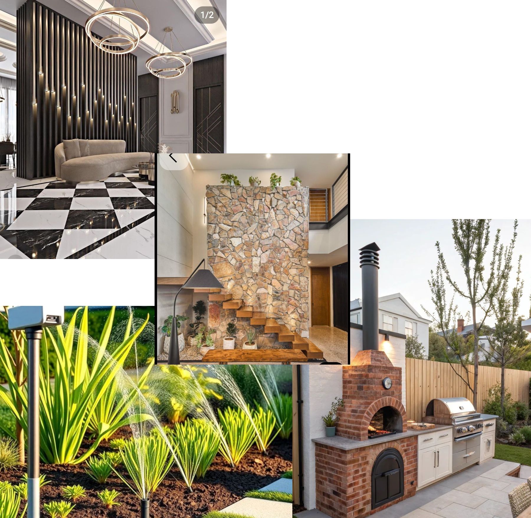 stone cladding, irrigation system,bbq|pizza oven